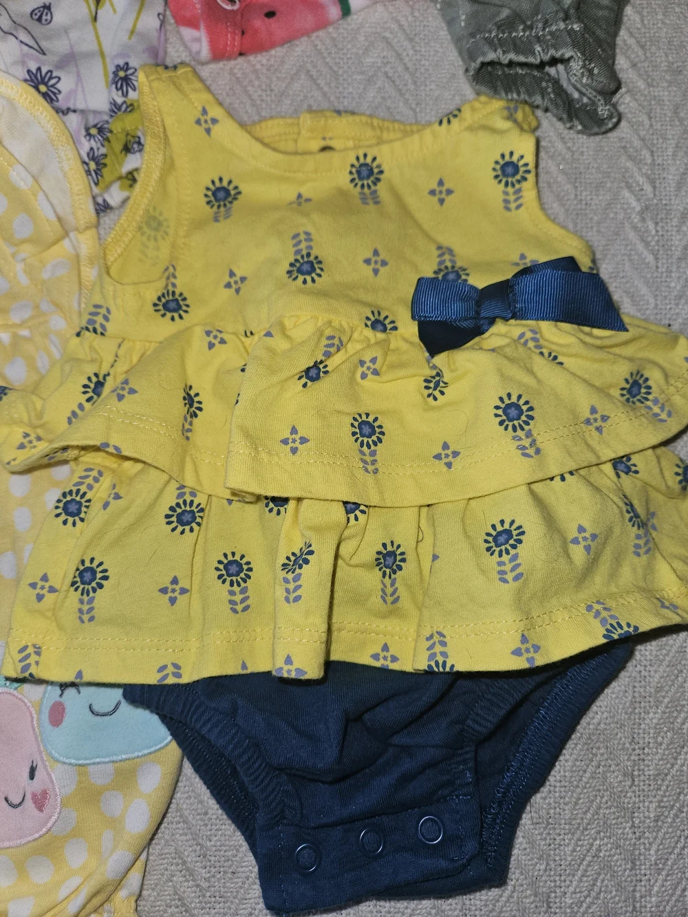 Girls Summer Romper & Onesie Bundle - Yellow, Pink, Green, Black 6 Pieces